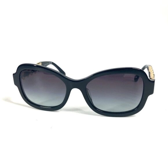CHANEL 5465-Q-A Chain CC Mark logo glasses eyewear sunglasses Plastic Black/Gold main image 14